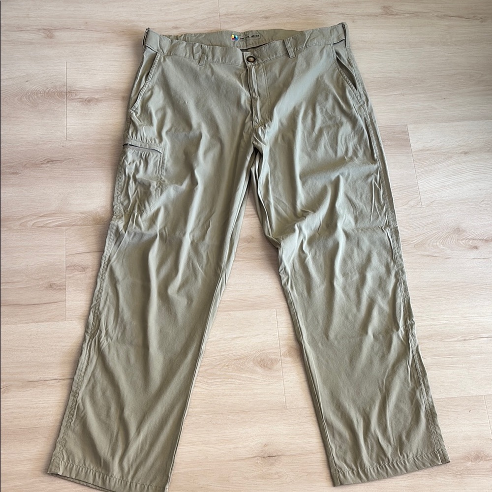 Tan Cargo Pants with Straight Leg and Flat Front